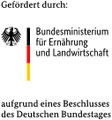 Logo: Gefördert durch das Bundesministerium für Ernährung und Landwirtschaft aufgrund eines Beschlusses des Deutschen Bundestages