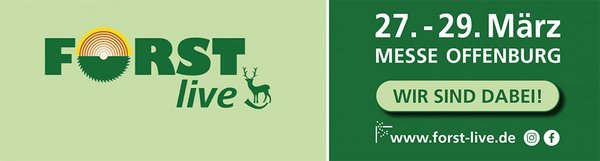 Banner: Forst live - 27. bis 29. März 2026 - Messe Offenburg
