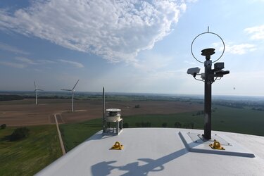 Blick von der Gondel des Windrads in die Landschaft