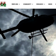 Bei dem Bild handelt es sich um einen Screenshot von der Startseite der neuen FFF Lab-Webseite, dort ist ein Helikopter von unten zu sehen