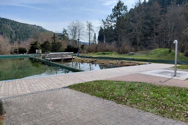 Blick auf das Schwimmbecken im Naturbad
