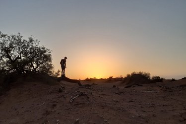 Student im Sonnenuntergang