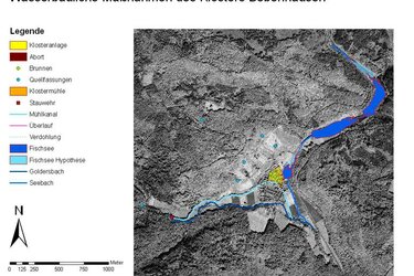 Karte: Wasserbauliche Maßnahmen des Klosters Bebenhausen