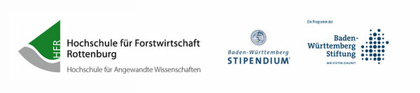 Logos: Hochschule Rottenburg, Baden-Württemberg STIPENDIUM, Baden-Württemberg Stiftung