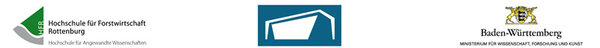 Logos: Hochschule Rottenburg, Projekt-Logo, Ministerium für Wissenschaft, Forschung und Kunst BW