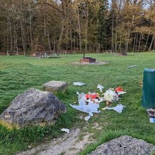 Wilder Müll auf einem Grill- und Waldspielplatz 