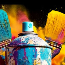 Farbpinsel und Spraydose