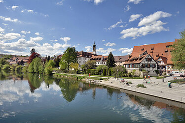 Blick auf Rottenburg mit Neckar