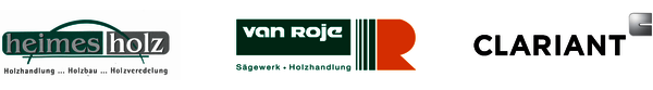 Logos der Projektpartner: heimes holz, van ROje, CLARIANT
