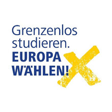 Logo: Grenzenlos studieren. Europa wählen!