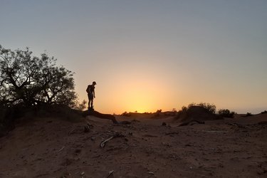 Student beim Sonnenuntergang