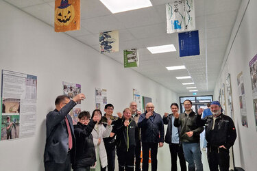 Kleinen Feierstunde an der HFR vor der Ausstellung mit den japanisch-deutschen Postern