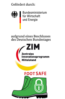 Logos: Bundesministerium für Wirtschaft und Energie; ZIM - Zentrales Innovationsprogramm Mittelstand, FOOT SAFE