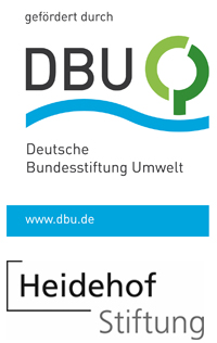 Logo: gefördert durch DBU - Deutsche Bundesstiftung Umwelt. Logo: Heidehof Stiftung